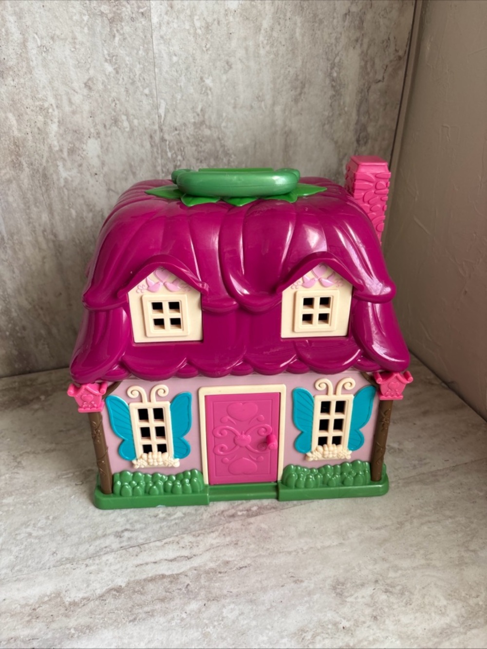 Li'l Woodzeez Flower House Pink Portable Butterfly Woodland Play Dollhouse